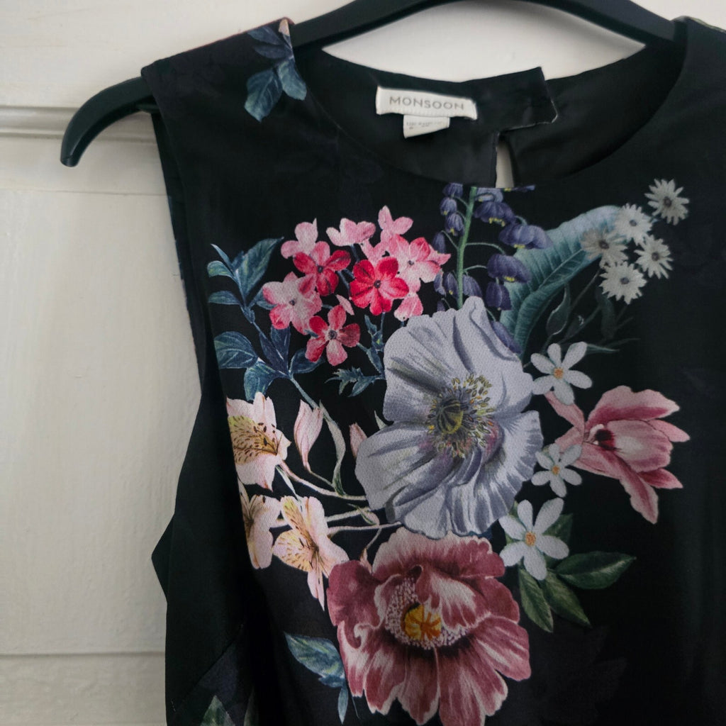 Monsoon Sleeveless Black Floral Maxi Dress with Belt, wedding, summer, glam 8