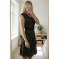 Warehouse UK12 Viscose Patterned Dress with Zip Back, formal, fit and flare