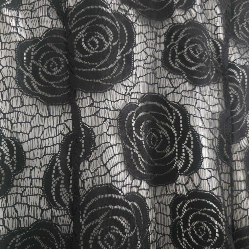 Izabel London Black Lace Overlay Dress with Floral Pattern, size 10