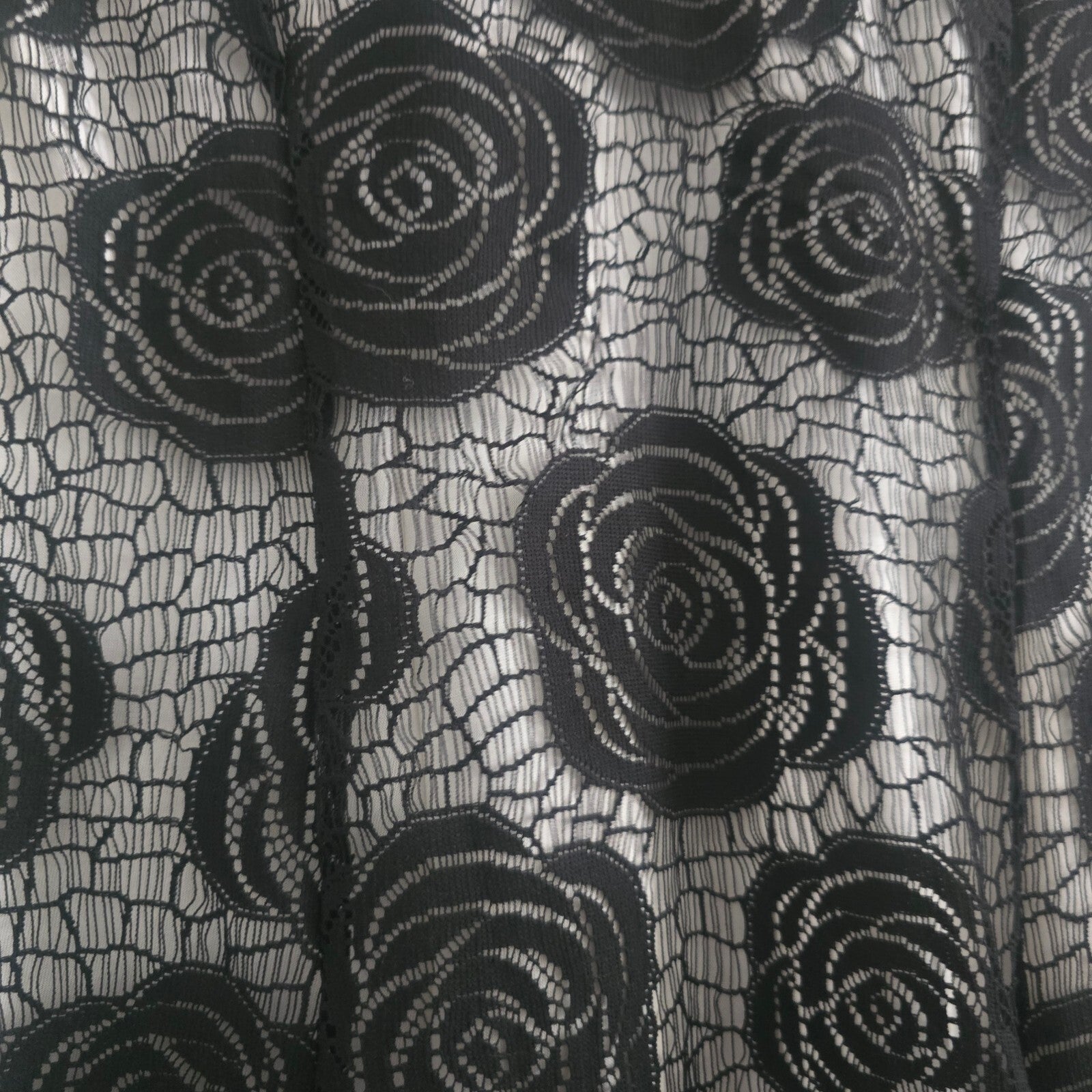 Izabel London Black Lace Overlay Dress with Floral Pattern, size 10