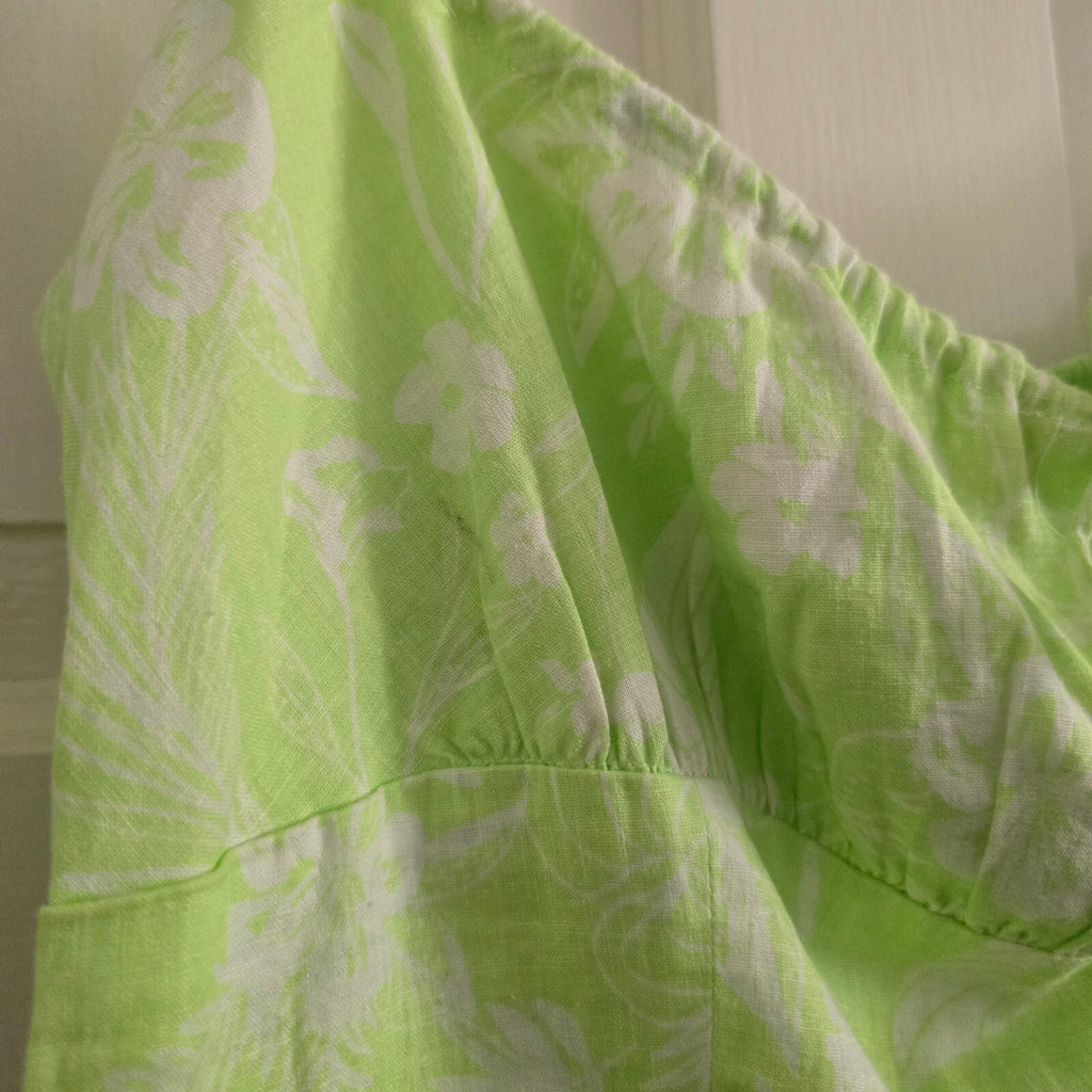 Bershka Women's Light Green Floral Print Linen Playsuit, Size S, BNWT