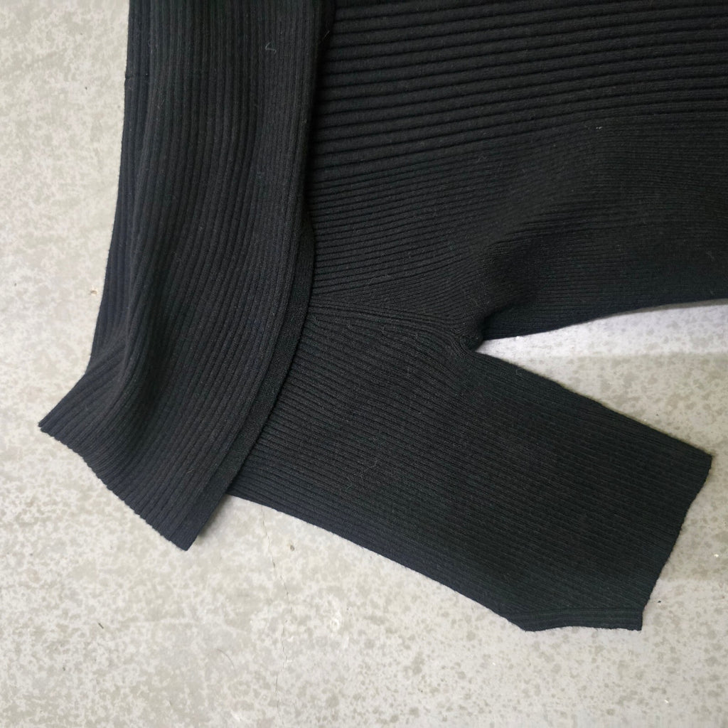 Karen Millen Black Ribbed Off-Shoulder Knit Top Size S, y2k, bardot