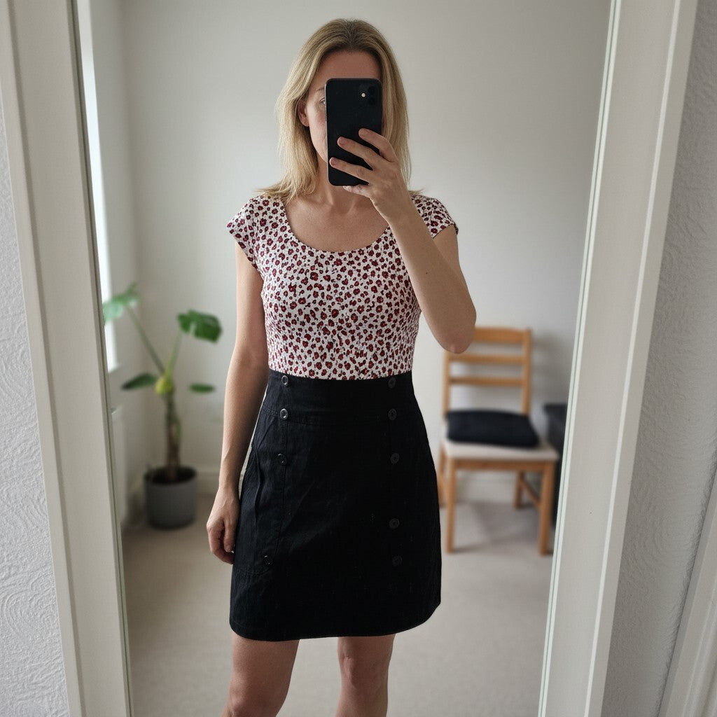 Funk Rock animal print and pencil skirt dress, satin style top, size S, retro