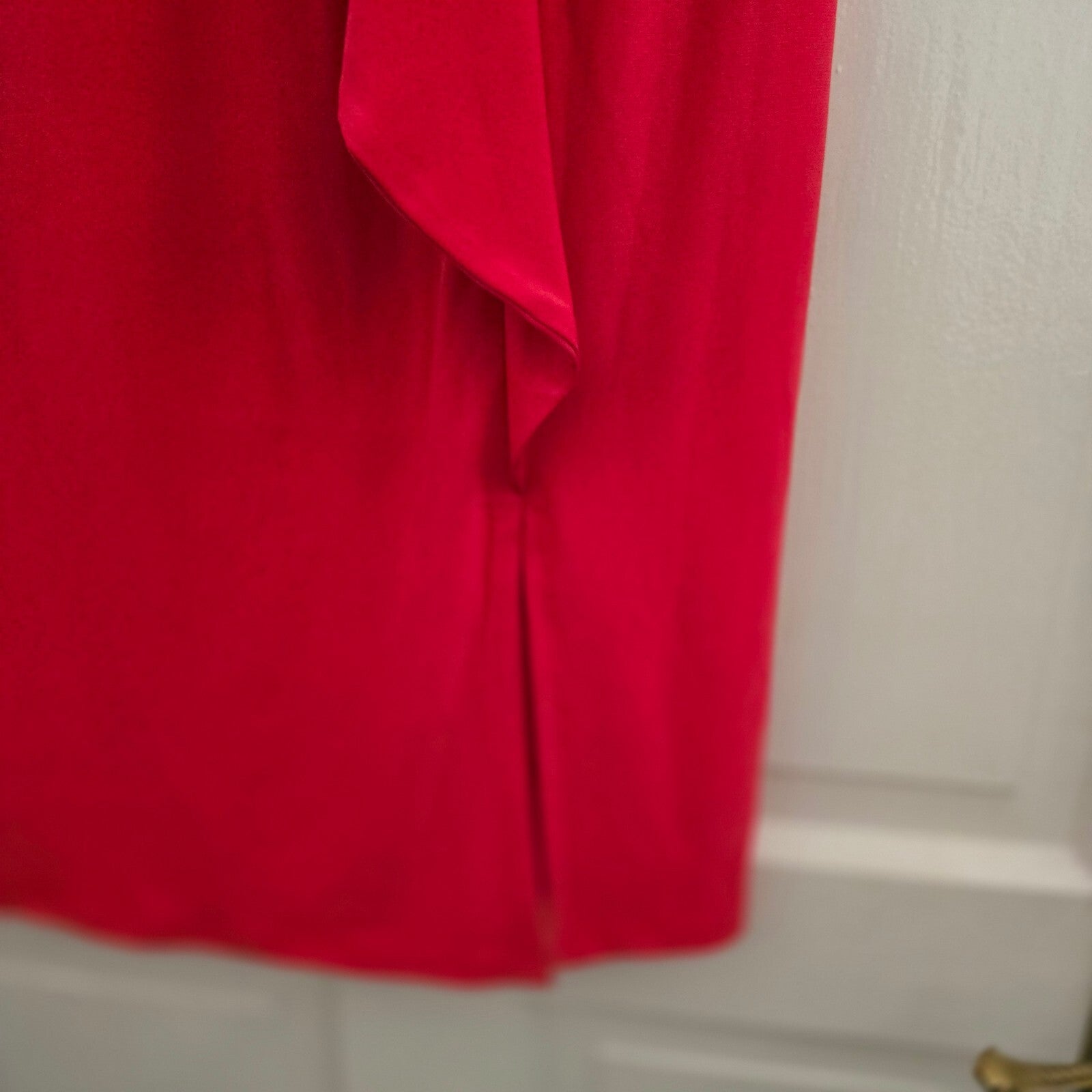 Monsoon Red Sleeveless Peplum Dress UK Size 12, BNWOT, V neck, Drape