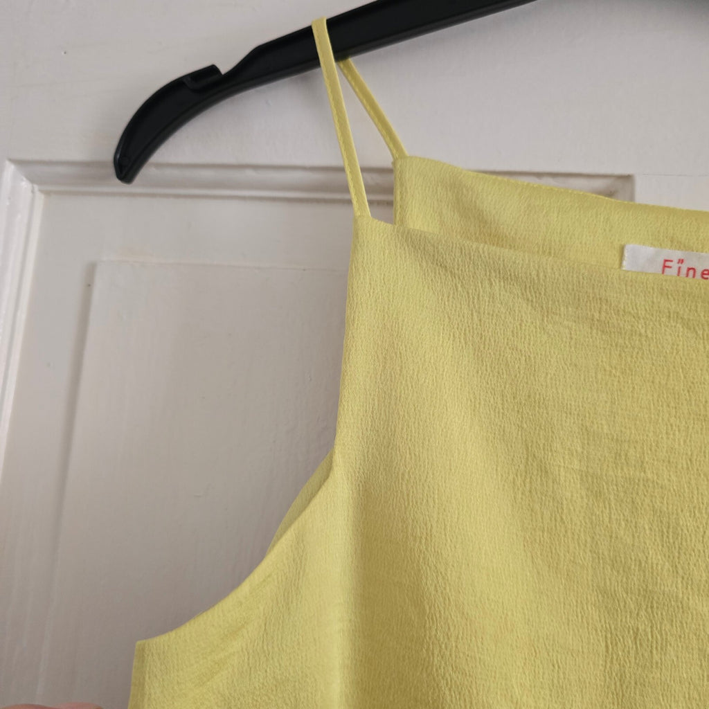 Finery Yellow Sleeveless Textured vest top, lightweight UK 8