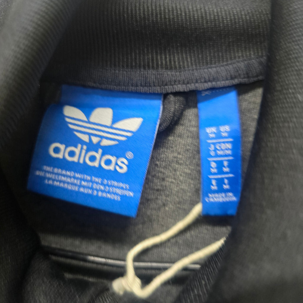 Adidas Originals Vintage Black Track Jacket, White Striped Sleeves, Trefoil Logo