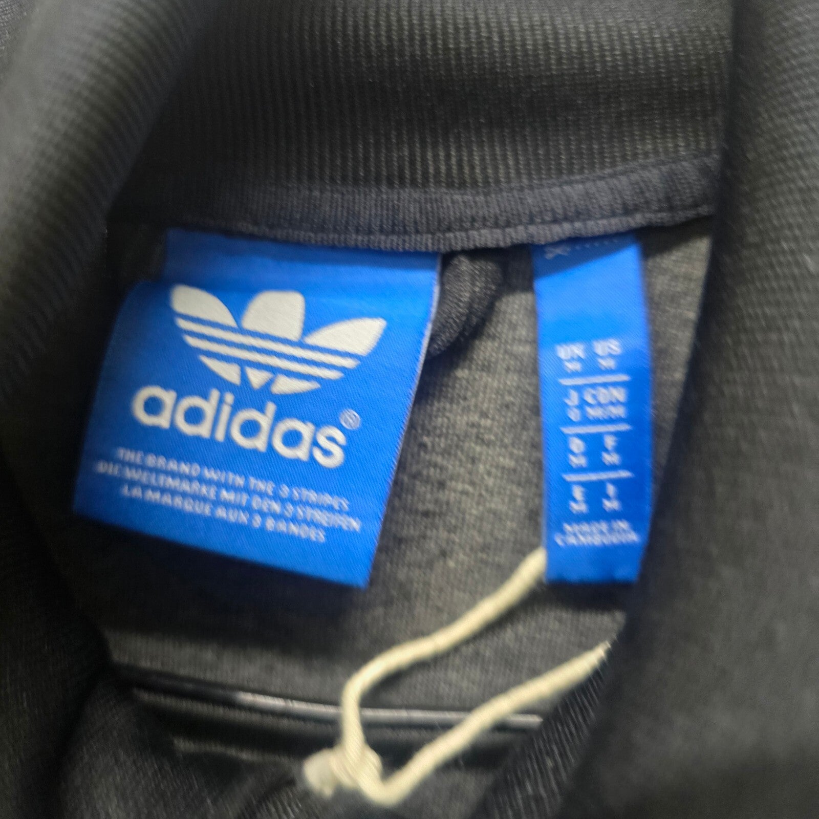 Adidas Originals Vintage Black Track Jacket, White Striped Sleeves, Trefoil Logo