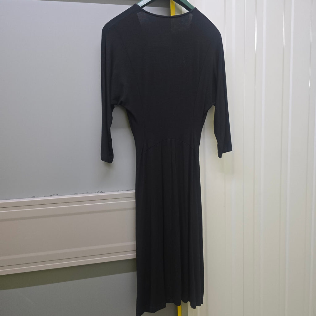 Day Birger et Mikkelsen Black Modal Blend Midi Dress with Circular Detail, XS