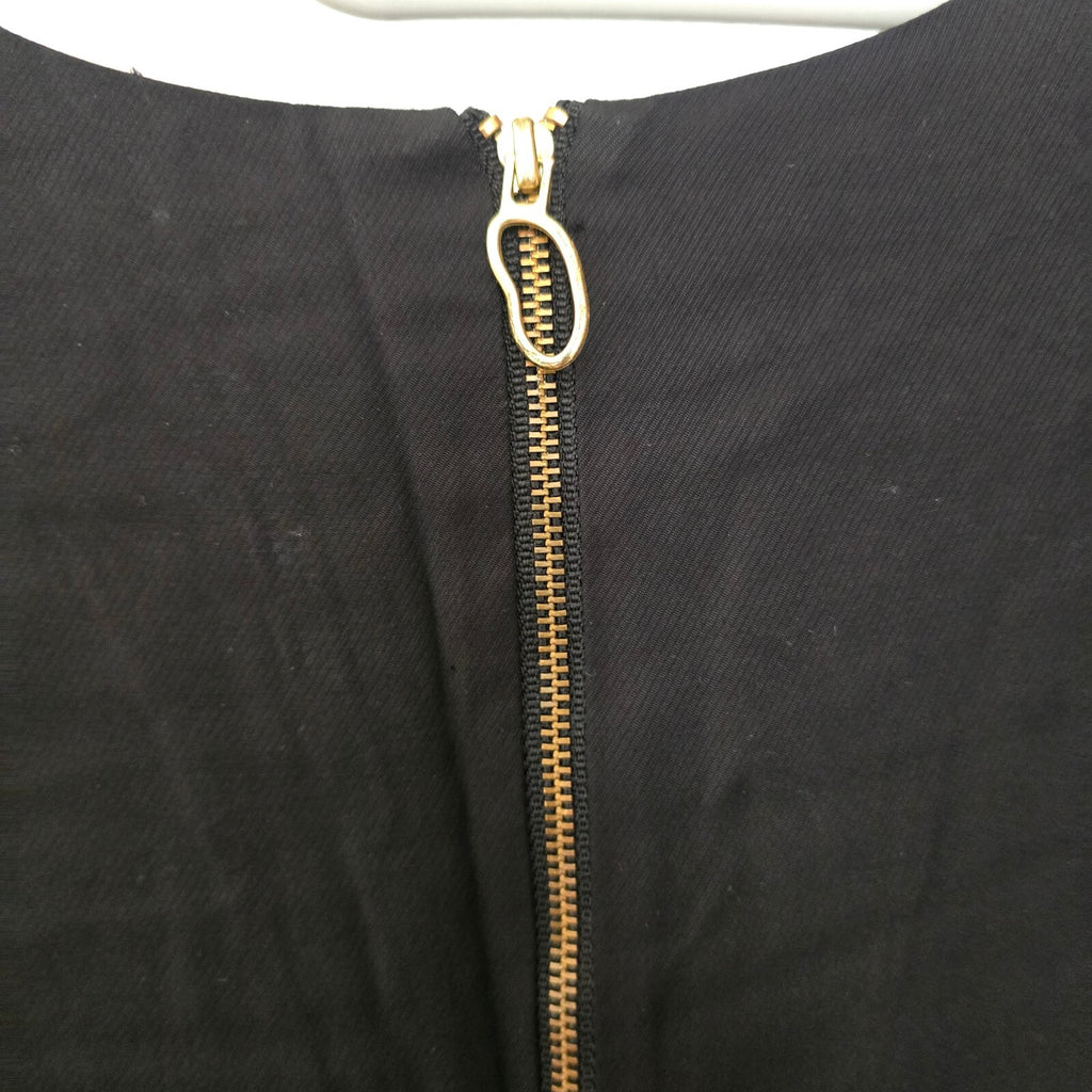 & Other Stories Black Viscose Dress with Gold Zipper Back Detail, size 10