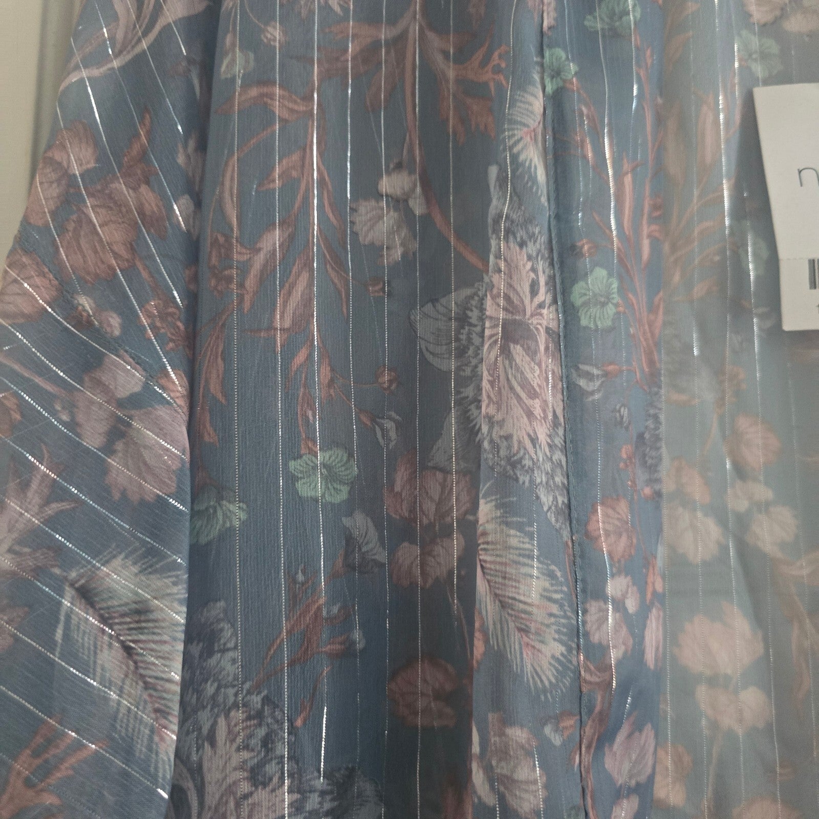 Next Blue Floral Sheer Cardigan Top Blouse Size 10, relaxed lightweight BNWT