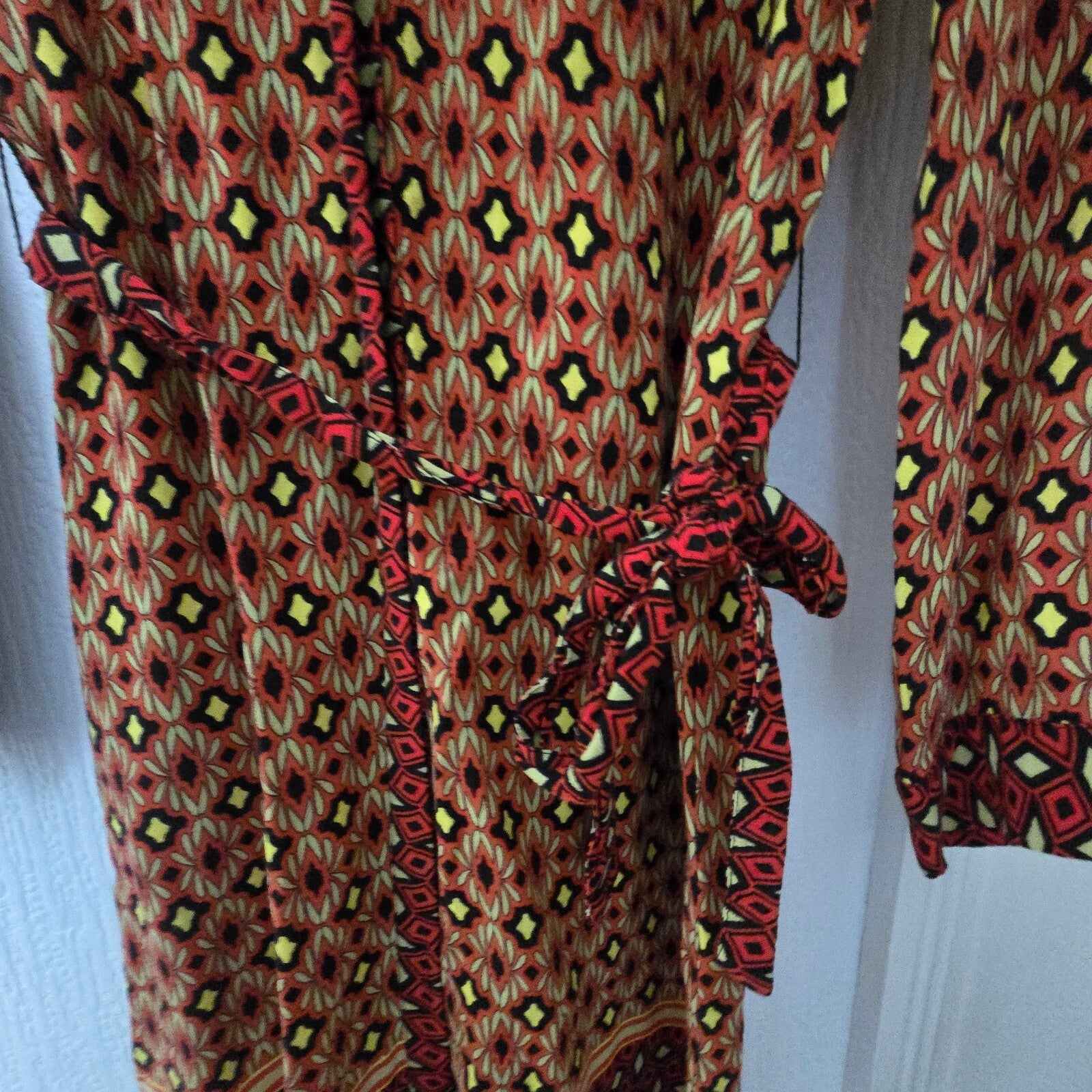 Zara Woman Patterned Long Sleeve Dress with Belt Size EUR S / UK 8