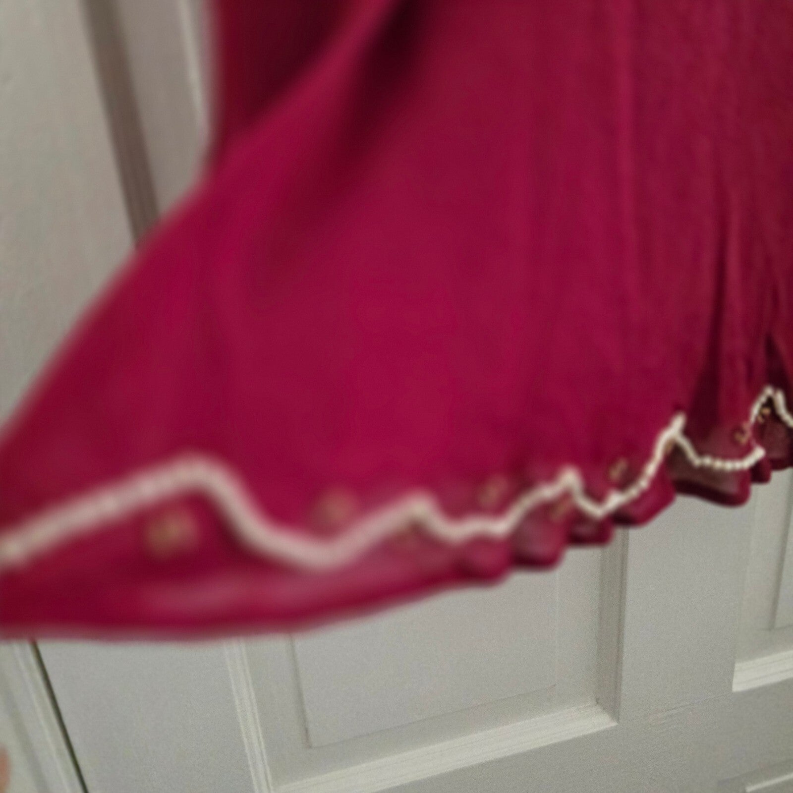 Wallis Burgundy Beaded Hem Midi Skirt UK Size 14, vintage,