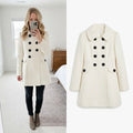Marks & Spencer Cream Double-Breasted Pea Coat with Black Buttons Size 10P