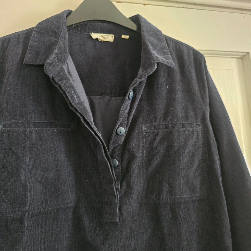 Fat Face Navy Blue Corduroy Tunic Shirt Knee length Dress UK 10, long sleeve
