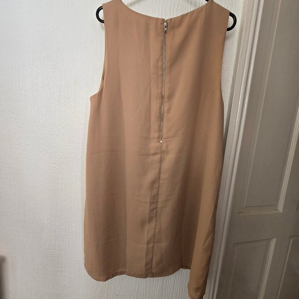Forever 21 Beige Sleeveless Shift Dress with Back Zip, Size L, BNWT