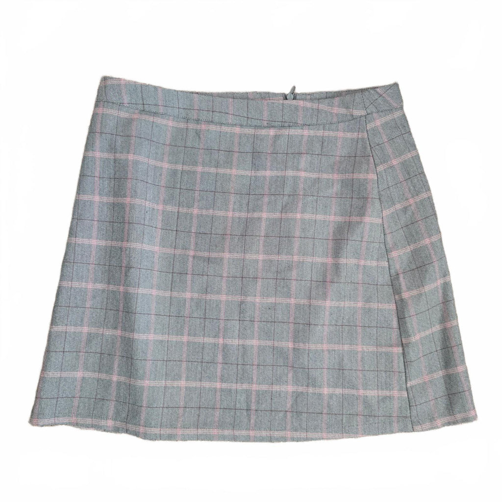 Primark Grey and Pink Checked Mini Skirt UK 10, preppy