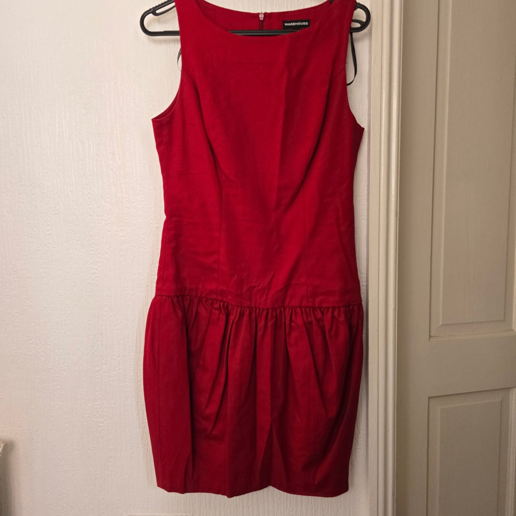 Warehouse Red Sleeveless Drop Waist Dress UK 10