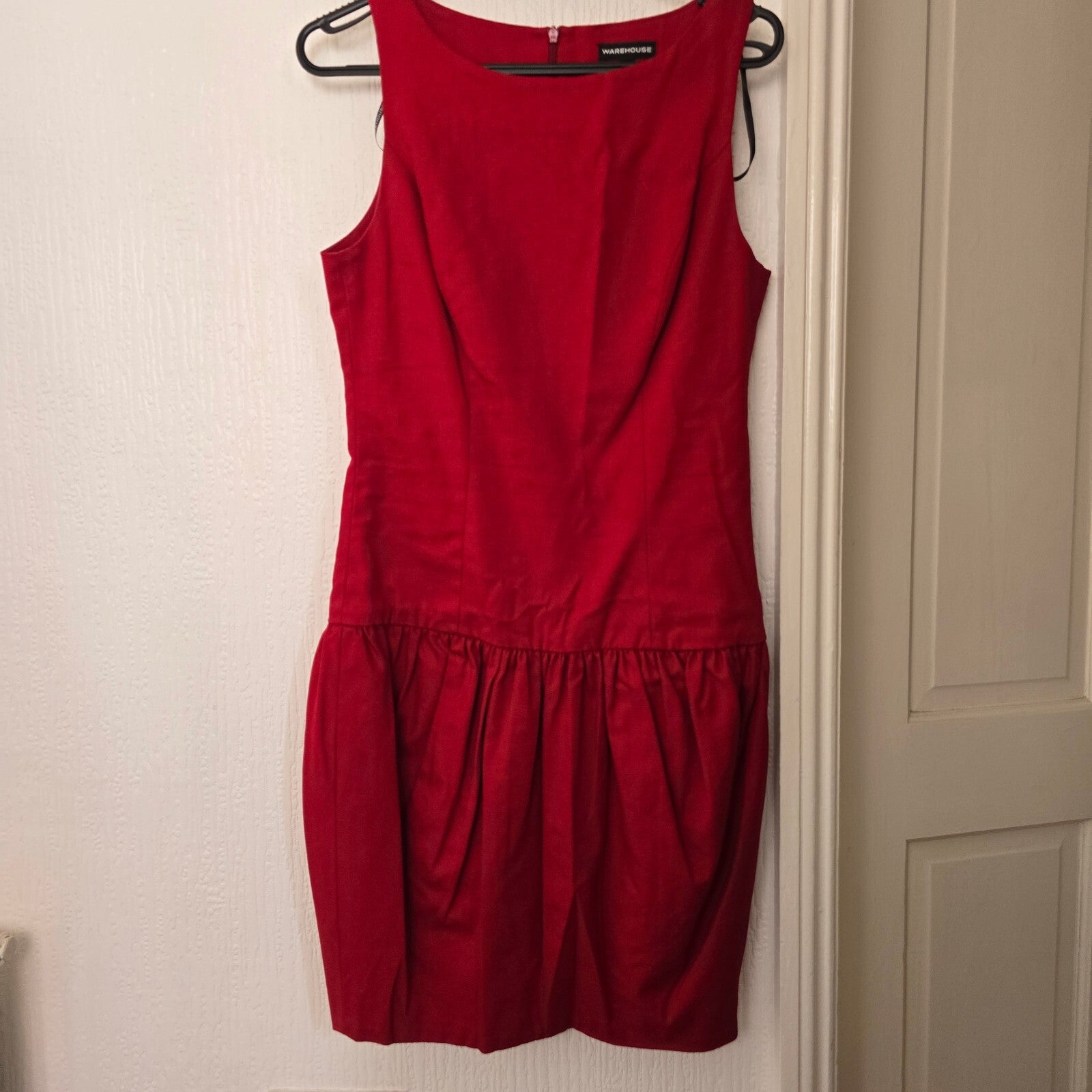 Warehouse Red Sleeveless Drop Waist Dress UK 10