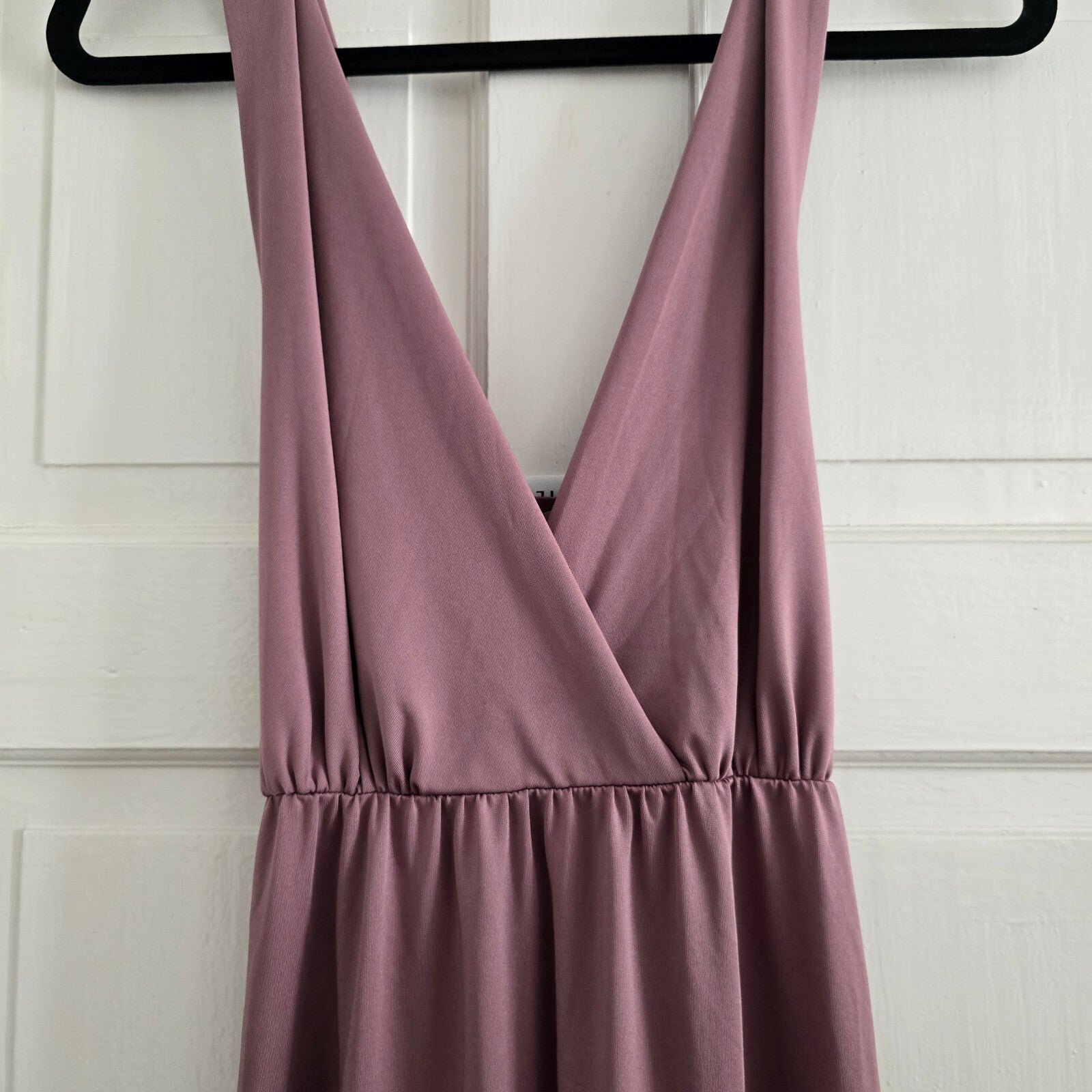 VILA Mauve Sleeveless Maxi Dress with Deep V-Neckline, Size XS