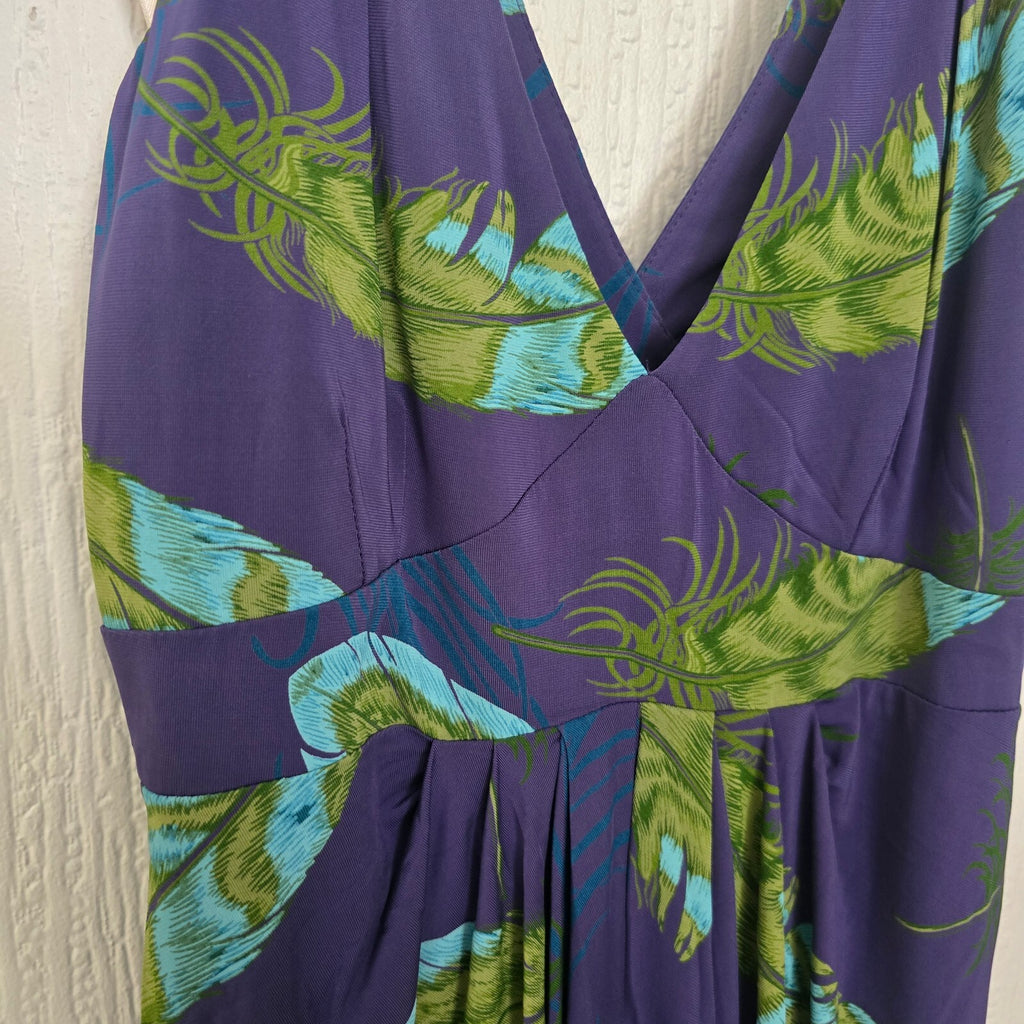 Karen Millen Floral Print Purple Viscose Dress UK 10