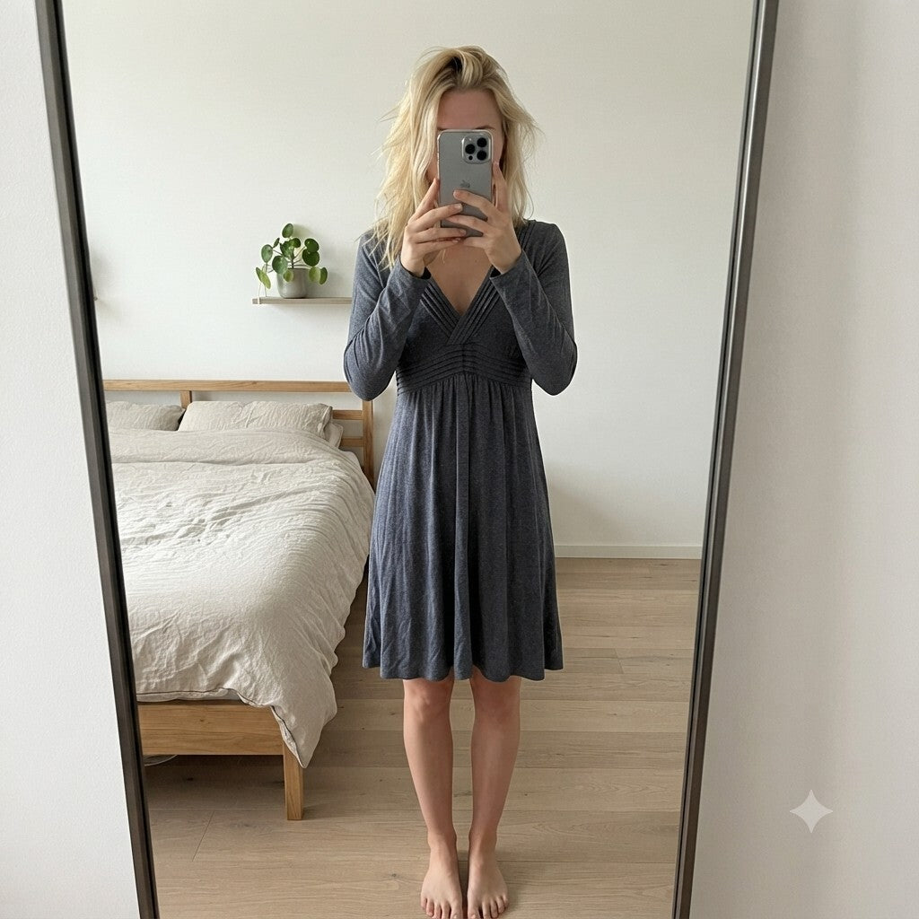 The White Company Blue Viscose Blend Long Sleeve Dress Small, Viscose