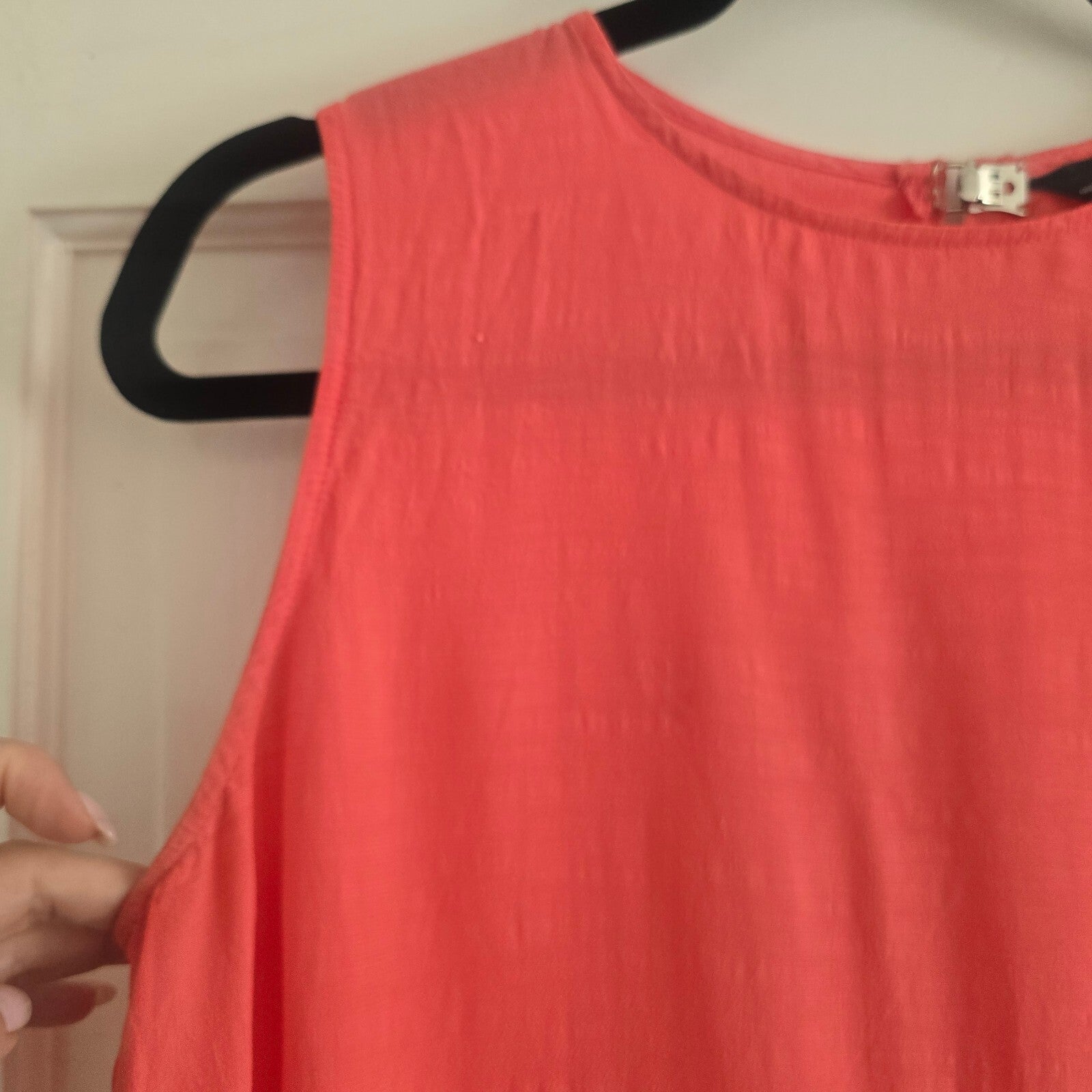 Zara Woman Coral Sleeveless Top with Ruffle Hem, Size M