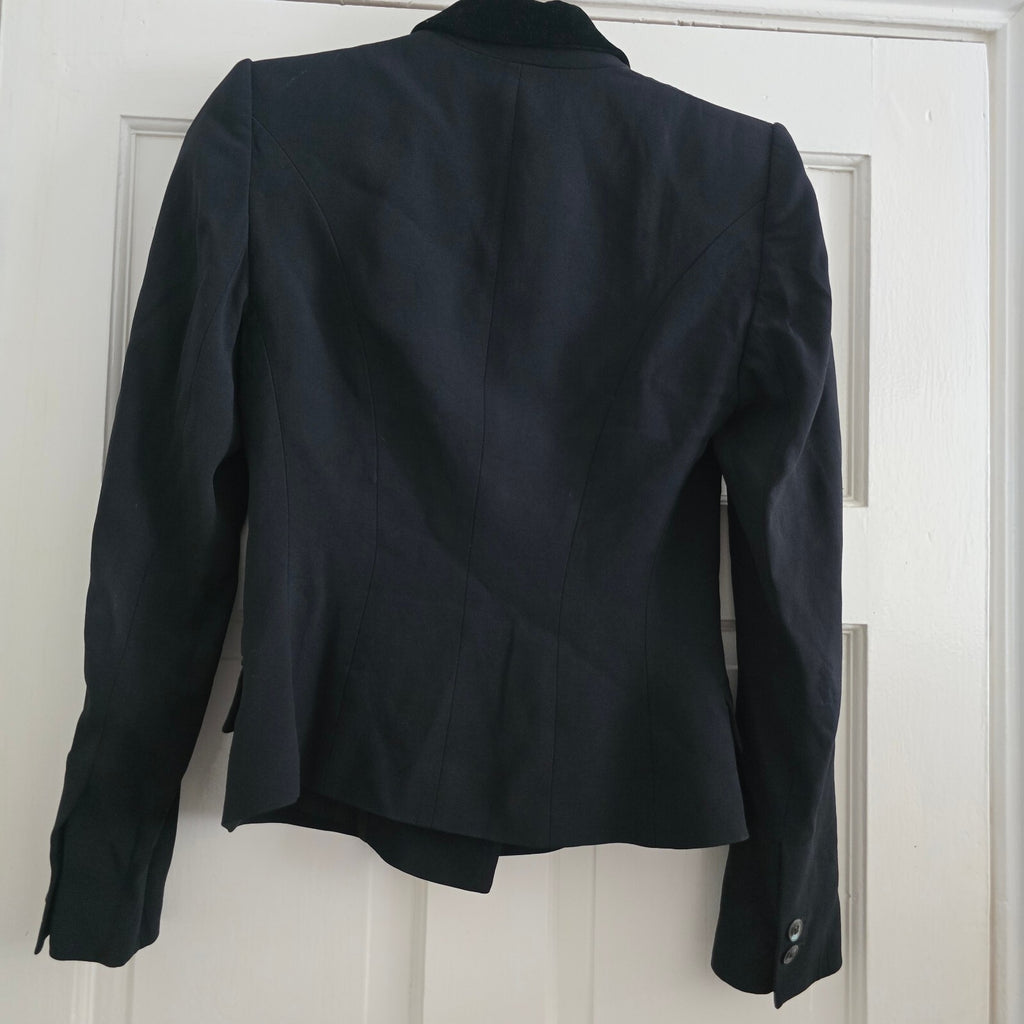 Karen Millen Black Double-Breasted Blazer Jacket UK 8, velvet collar, luxury
