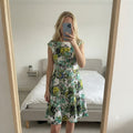 London Times Women's Floral Fit and Flare Dress, cut out back, a line, Size 6