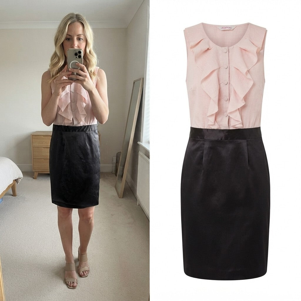 Miss Selfridge Two-Tone Ruffle Front Sleeveless Mini Dress Size 8 y2k