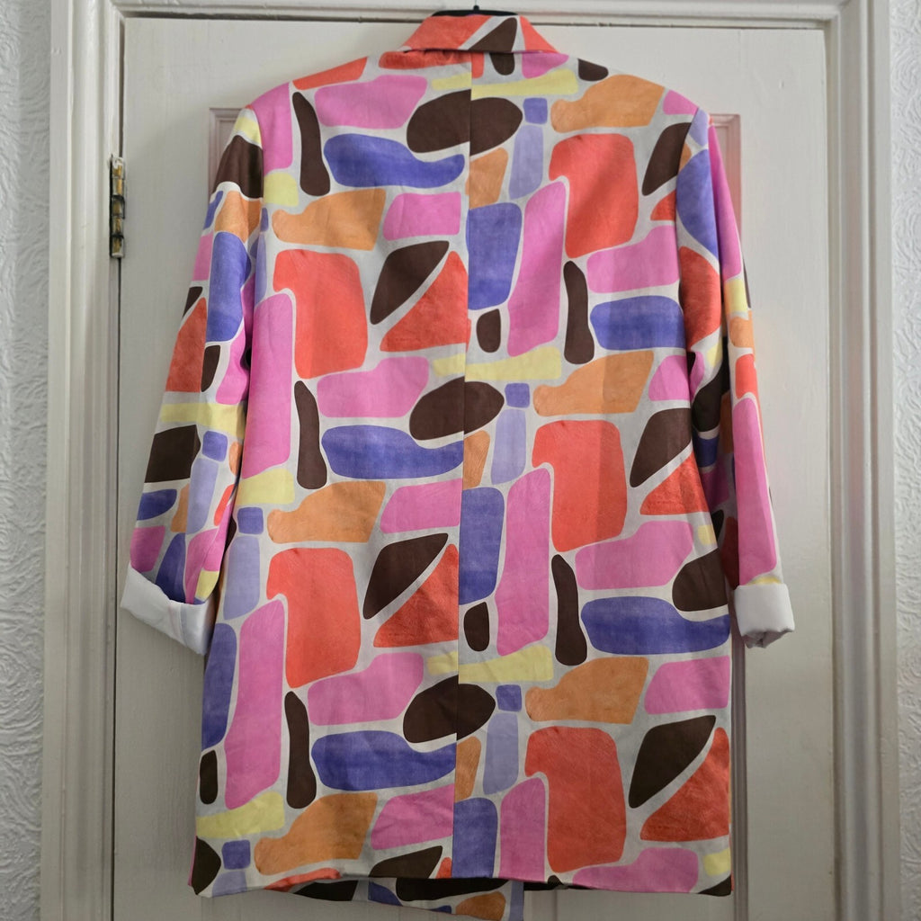 PrettyLittleThing Multicolour Abstract Print Blazer UK 14, oversized, retro