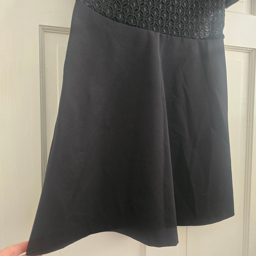 Zara Woman Black Lace and Solid Mini Dress, a line, skater, size M