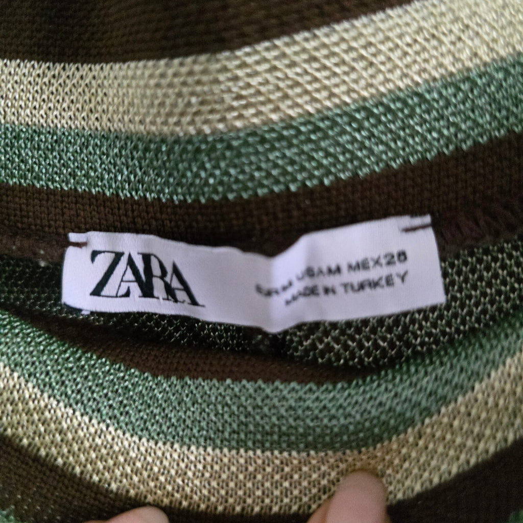 ZARA Geometric Pattern Knit Wide-Leg Trousers, Blogger item, size M