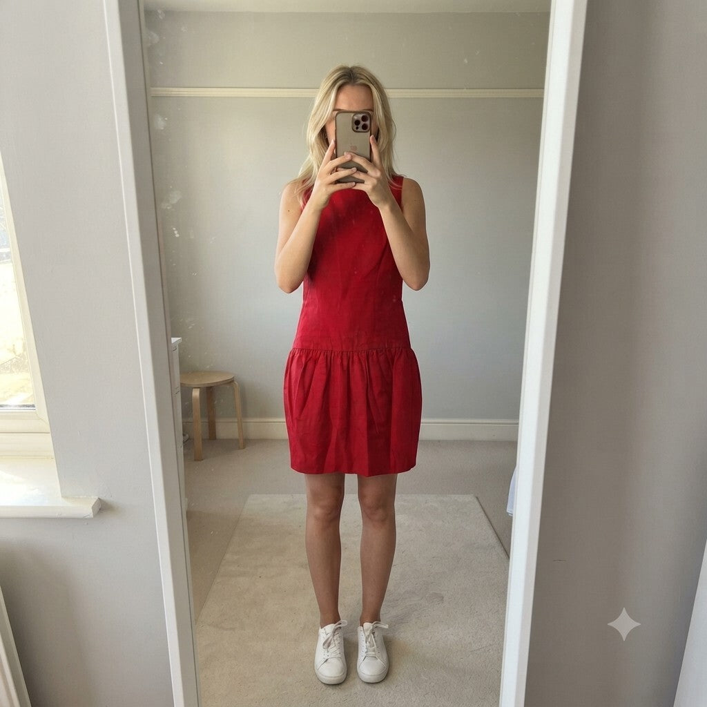 Warehouse Red Sleeveless Drop Waist Dress UK 10