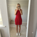 Warehouse Red Sleeveless Drop Waist Dress UK 10