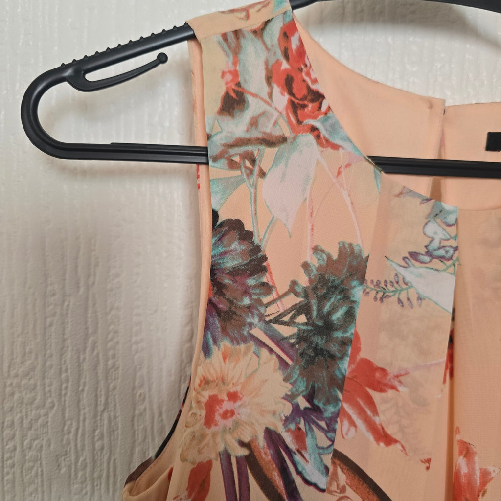 Forever 21 Peach Floral Sleeveless Dress with Ruffle Detail, BNWT, size M