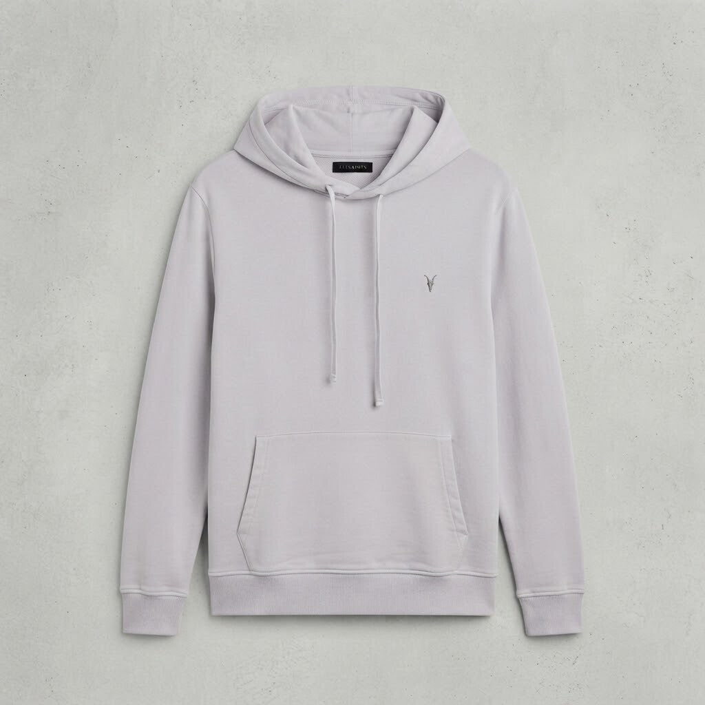 AllSaints Men's Light Grey Melton Hooded Sweatshirt Hoodie Size M
