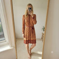 Zara Woman Patterned Long Sleeve Dress with Belt Size EUR S / UK 8