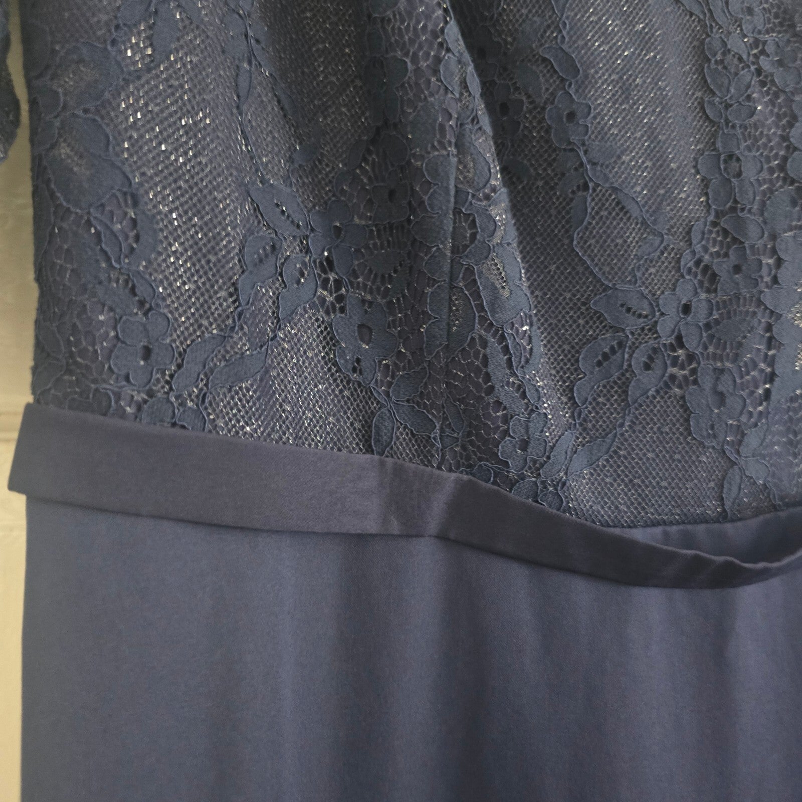 Little Mistress Navy Lace Evening Dress with Half Sleeves, BNWT, size 16