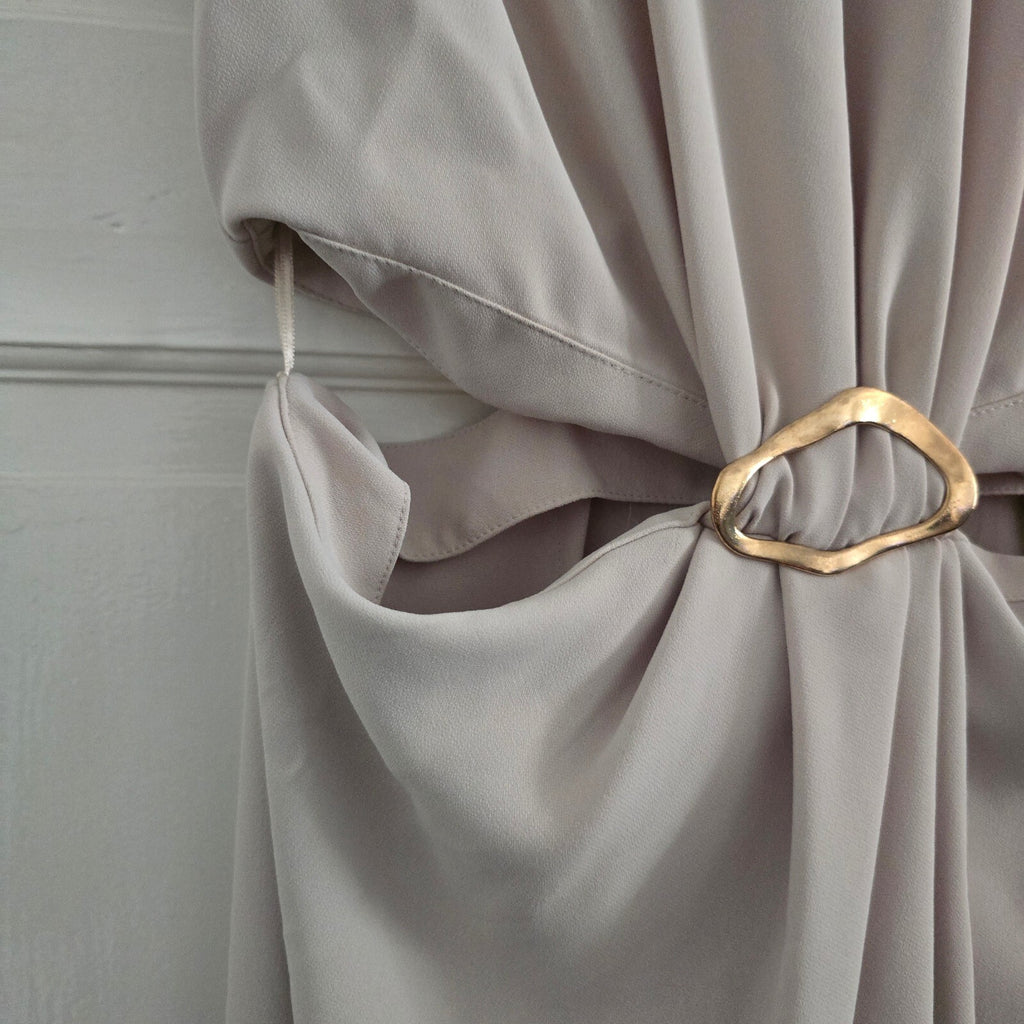 ZARA Elegant Sleeveless Dress with Gold Buckle and cut out Detail, Size L