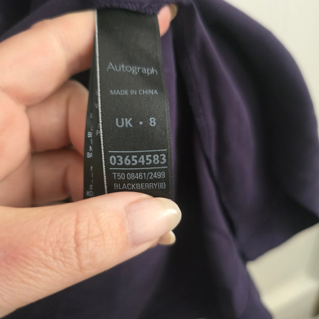 Autograph Blackberry Purple Button-Up Dress UK 8, relaxed fit, pockets, tunic