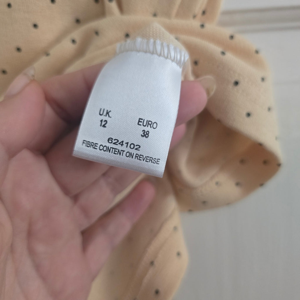 Eastex Beige Polka Dot Short Sleeve Top UK 12 EU 38