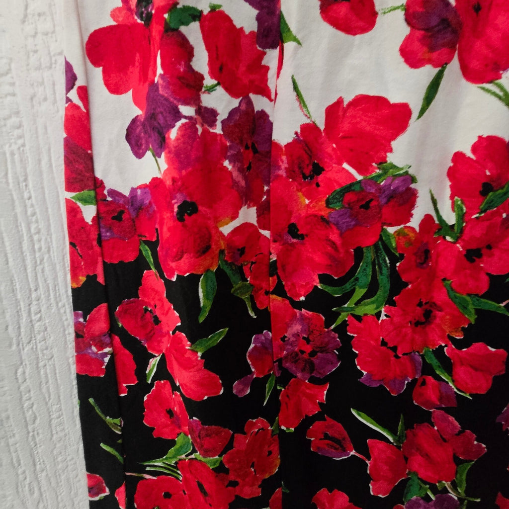 CHAPS Floral Sleeveless Dress with Red and Purple Flowers, poppy, mini, size 8