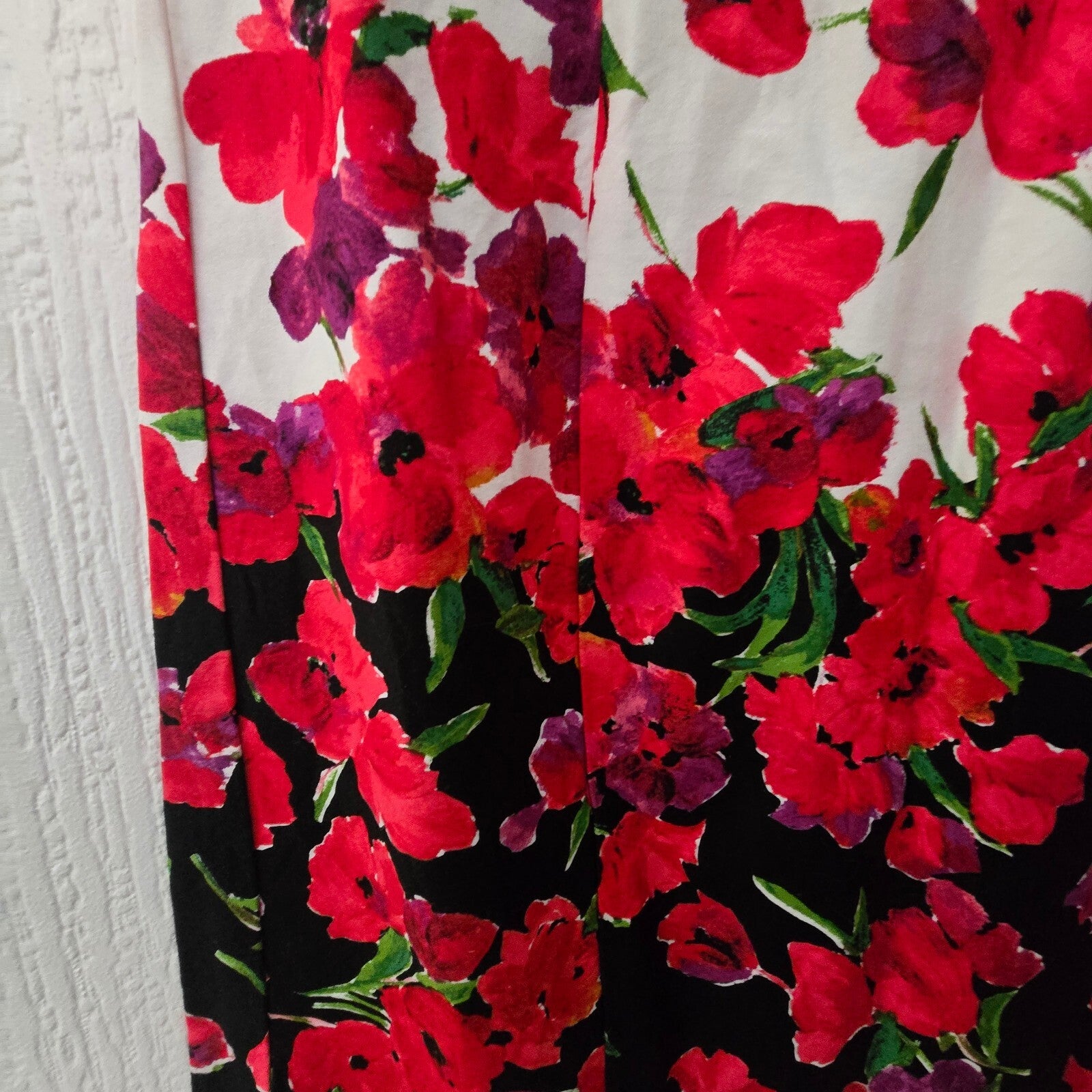 CHAPS Floral Sleeveless Dress with Red and Purple Flowers, poppy, mini, size 8