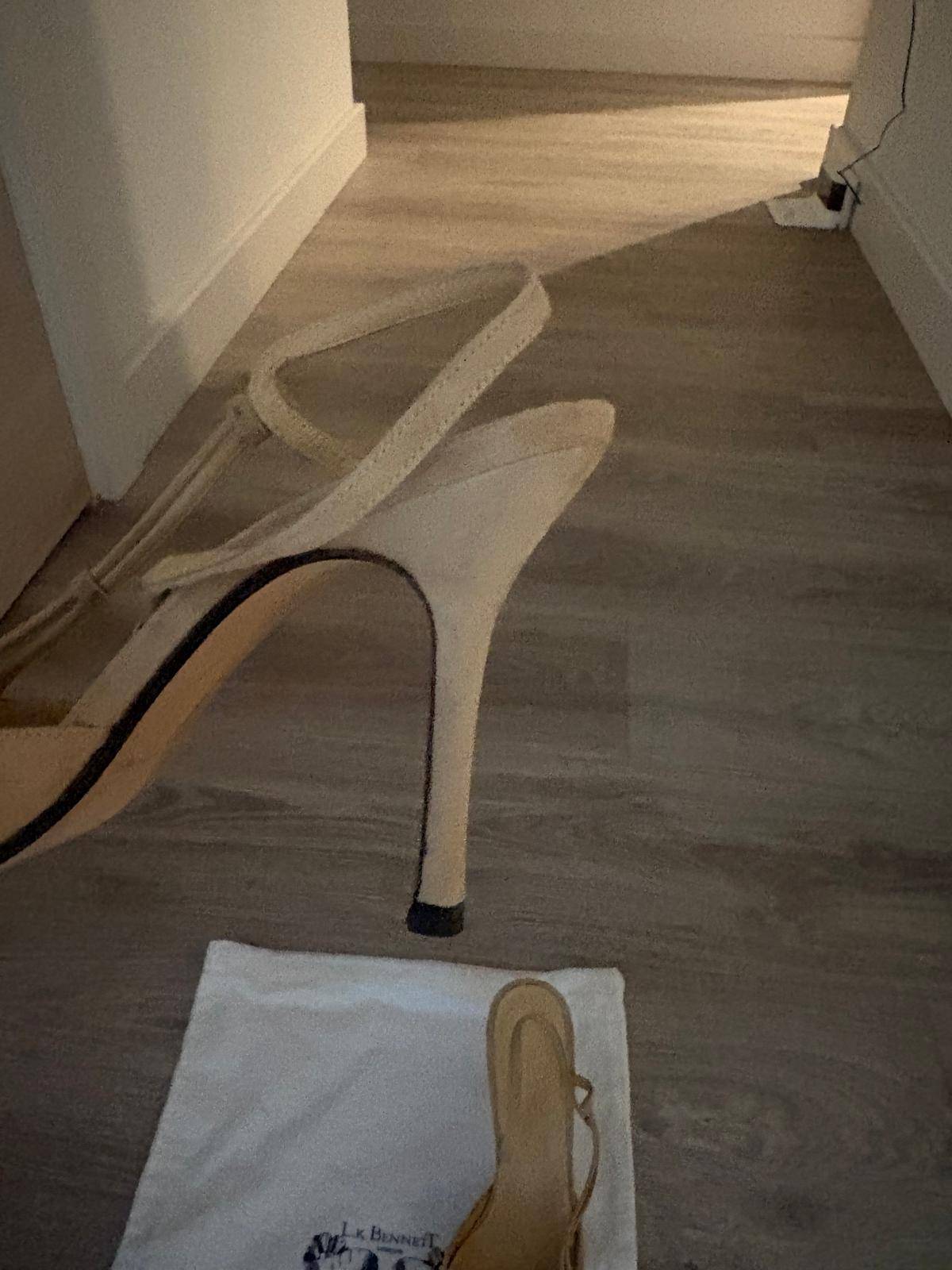 L.K. Bennett Precious Camel Suede Pointed Toe Slingback Heels Size 37.5, BNWT