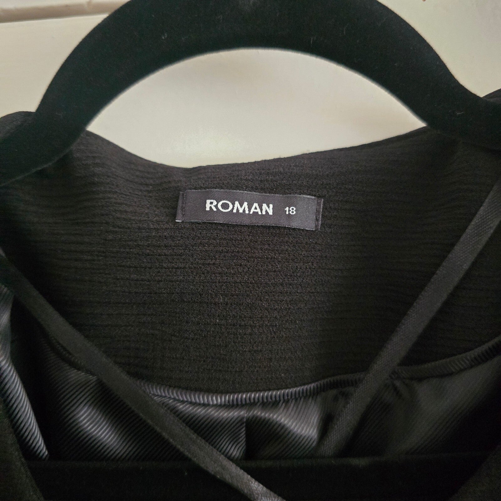 Roman Women's Black Textured Longline Coat Size 18 with Satin Lining, BNWT