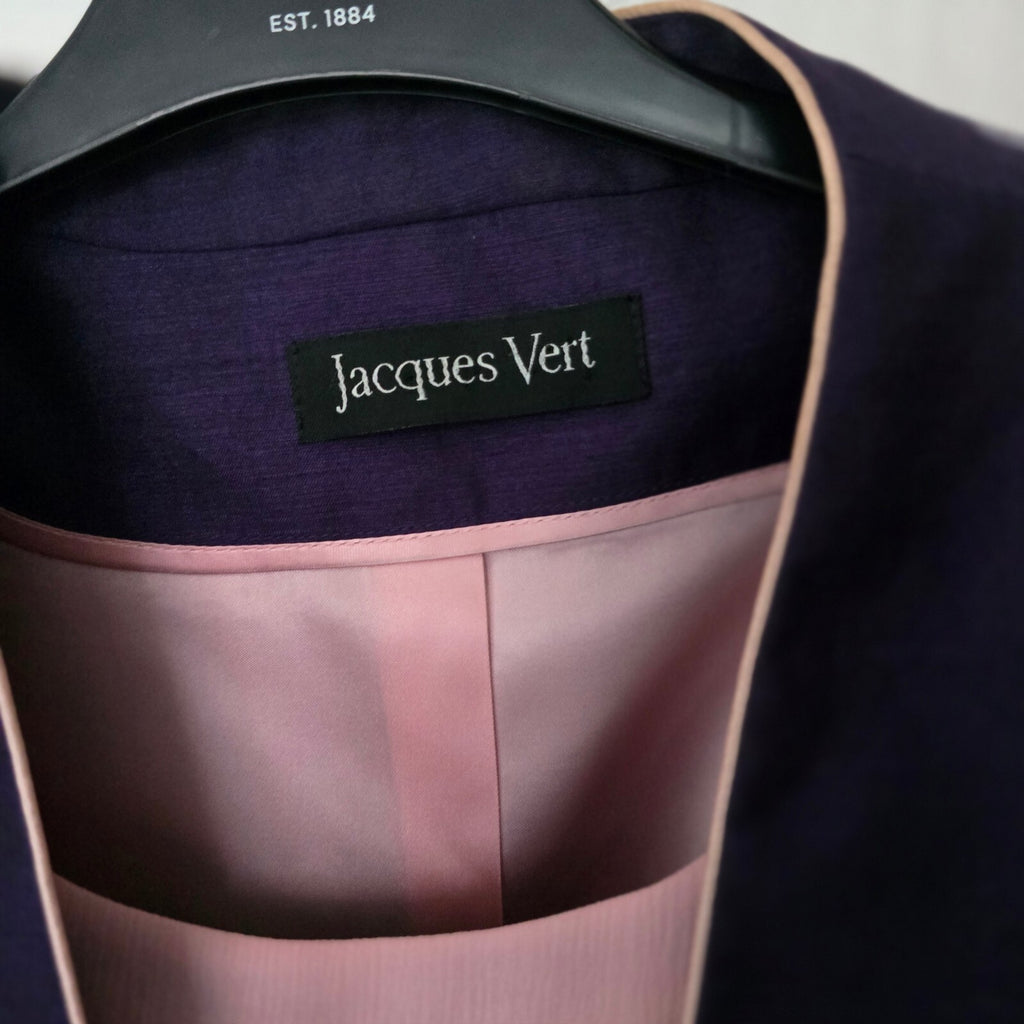 Jacques Vert Navy and Pink Layered Ruffle Dress Suit & Bolero Jacket 20 coord