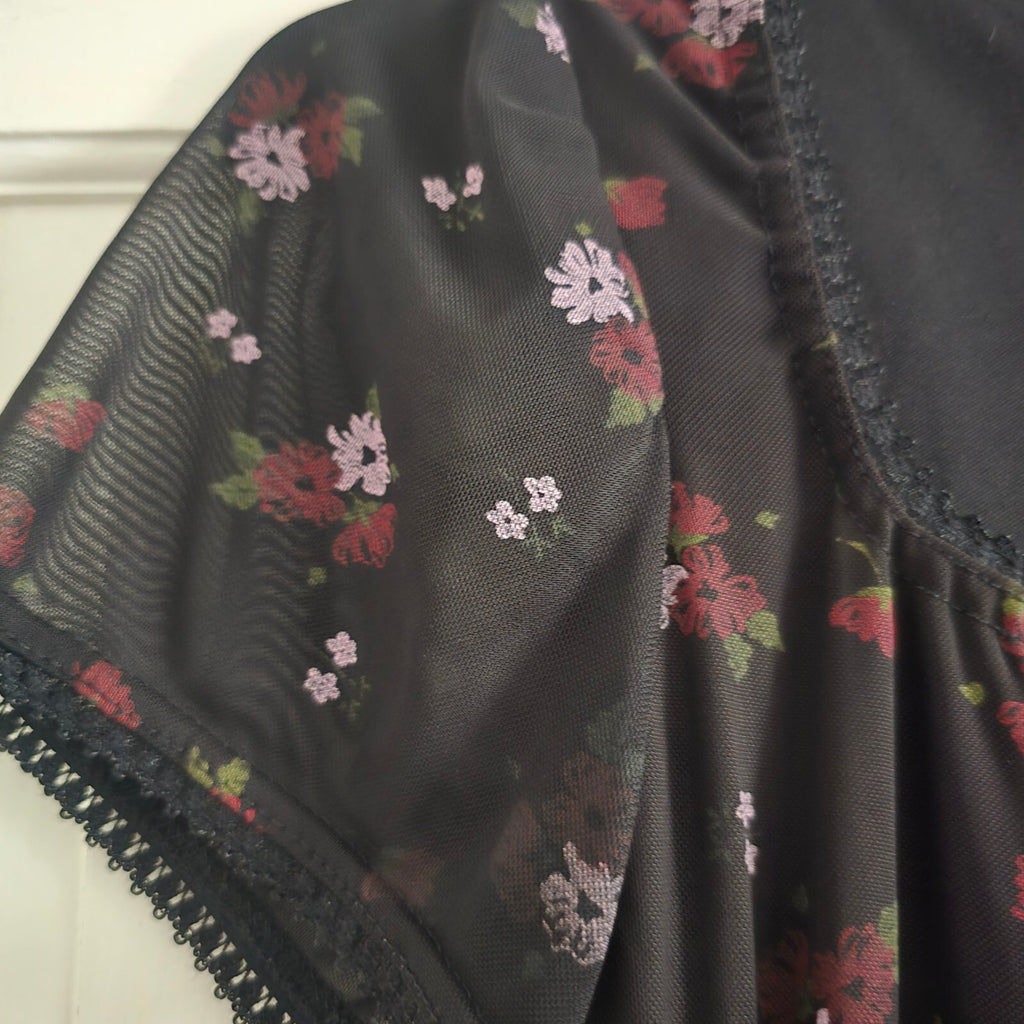 Daisy Street Black Floral Mesh Midi Dress UK 10, summer, festival, holiday boho