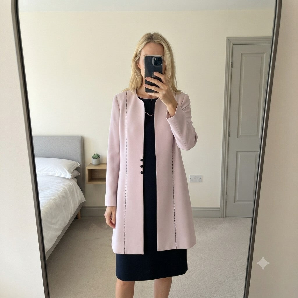 Condici Set Pink and Navy Two-Piece Dress and Dress Coat Set, coord, size 22