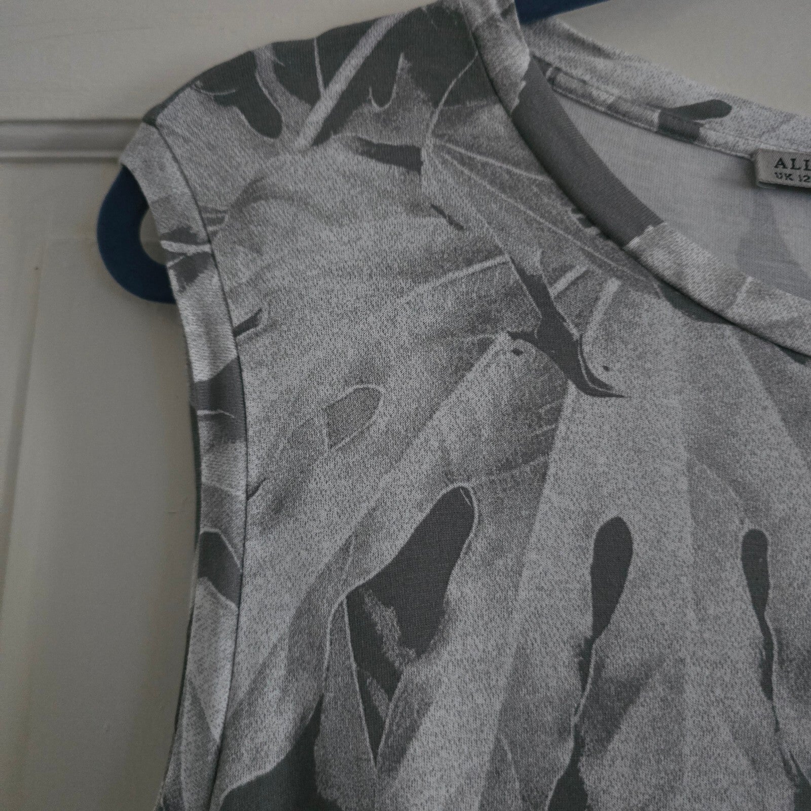 AllSaints Base Zonia Dress UK 12 US 8 EU 40 Grey Leaf Print Sleeveless