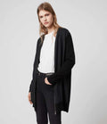 AllSaints Jamie Zip Longline Cardigan Black, Relaxed Fit BNWT, rrp £168, size XS